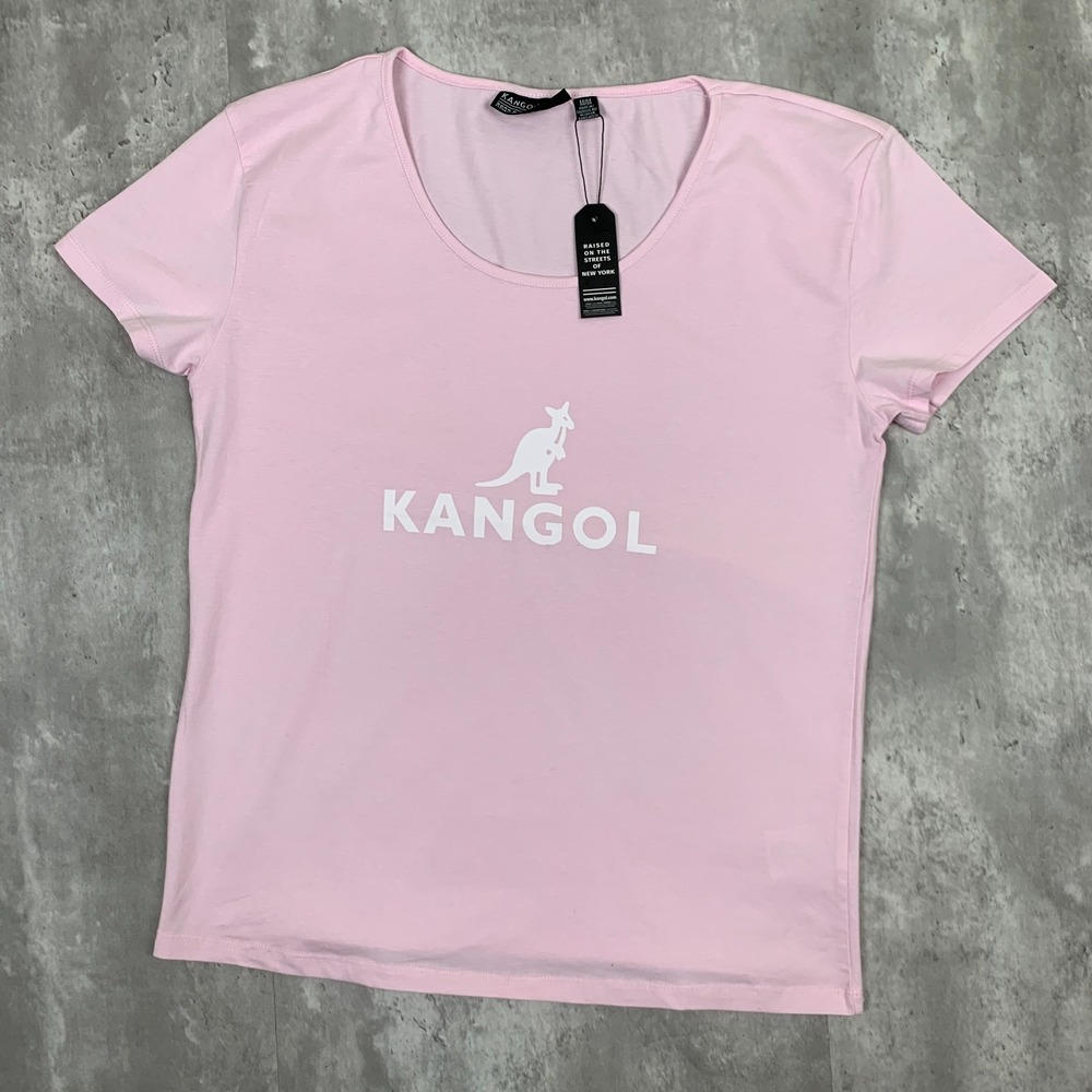 Kangol Top Womens Medium Pink Casual Kangaroo Short Sleeve Graphic Shirt NWT